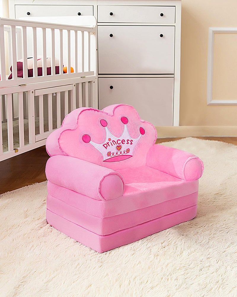 MOONBEEKI Kids Couch Fold Out, Foldable Princess Chair for Toddlers 1-3, Kids Furniture for Playroom, Gift for Birthday Christmas and Halloweenï¼ˆPinkï¼‰ - Image 5