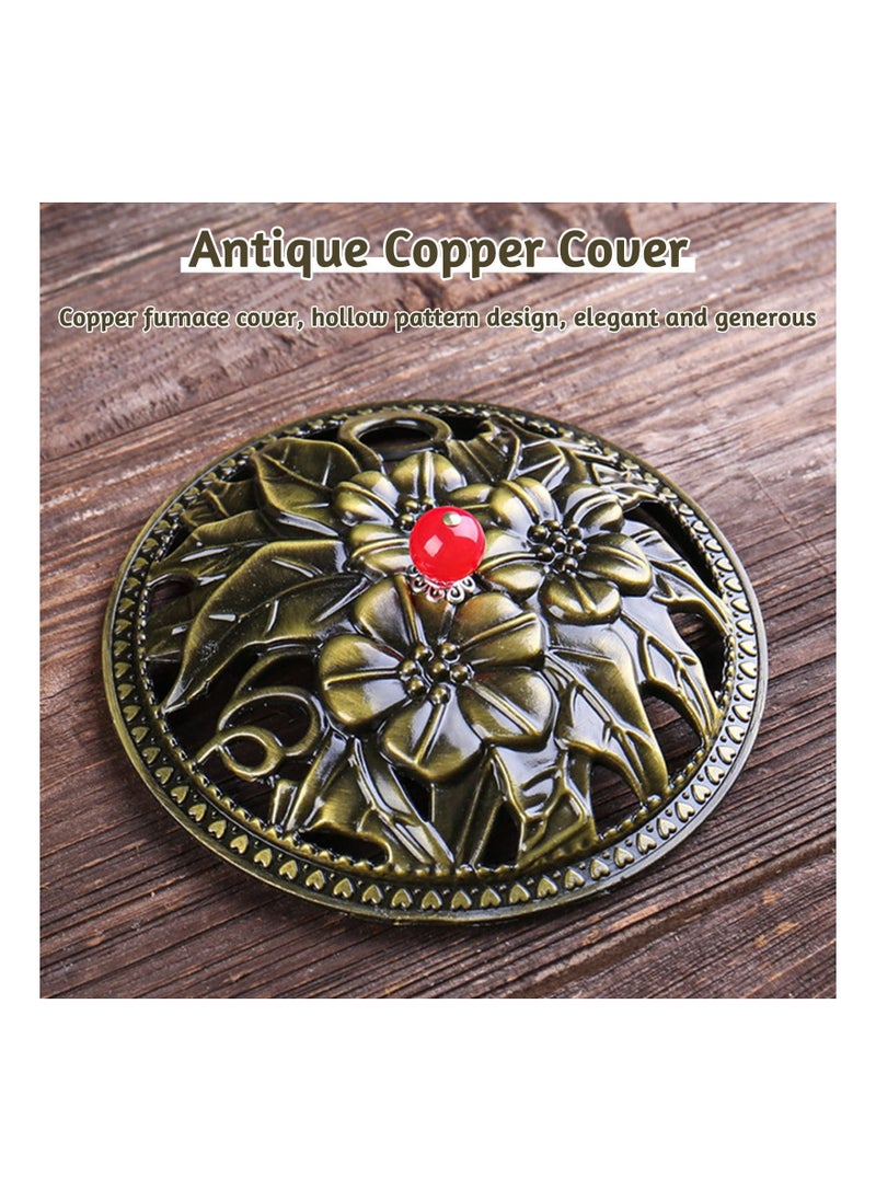 SYOSI - Ceramic Incense Burner, Aromatherapy Oil Burner Charcoal Censer Copper Incense Cone Burner, Chinese Porcelain Decorated Charcoal Censer for Relaxation Yoga Gift - Image 1