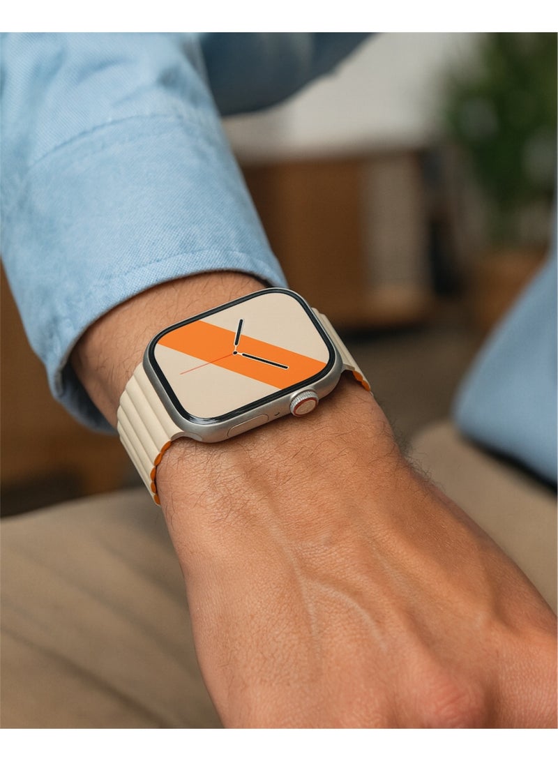 سوار سيليكون مغناطيسي بلونين متوافق مع Apple Watch بمقاسات 42/44/45/46/49 مم للموديلات ذات الحجم الكبير، حزام سيليكون ناعم بإغلاق مغناطيسي آمن، مناسب لـ Series 1–10 و SE و Ultra و Ultra 2 - Image 2