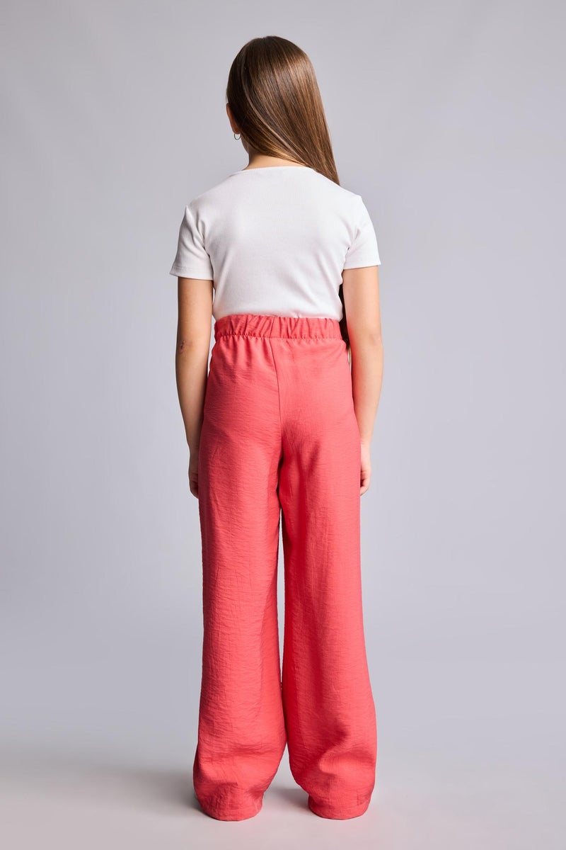 DeFacto Red Girl Crinkle Viscose Trousers Casual - Image 5