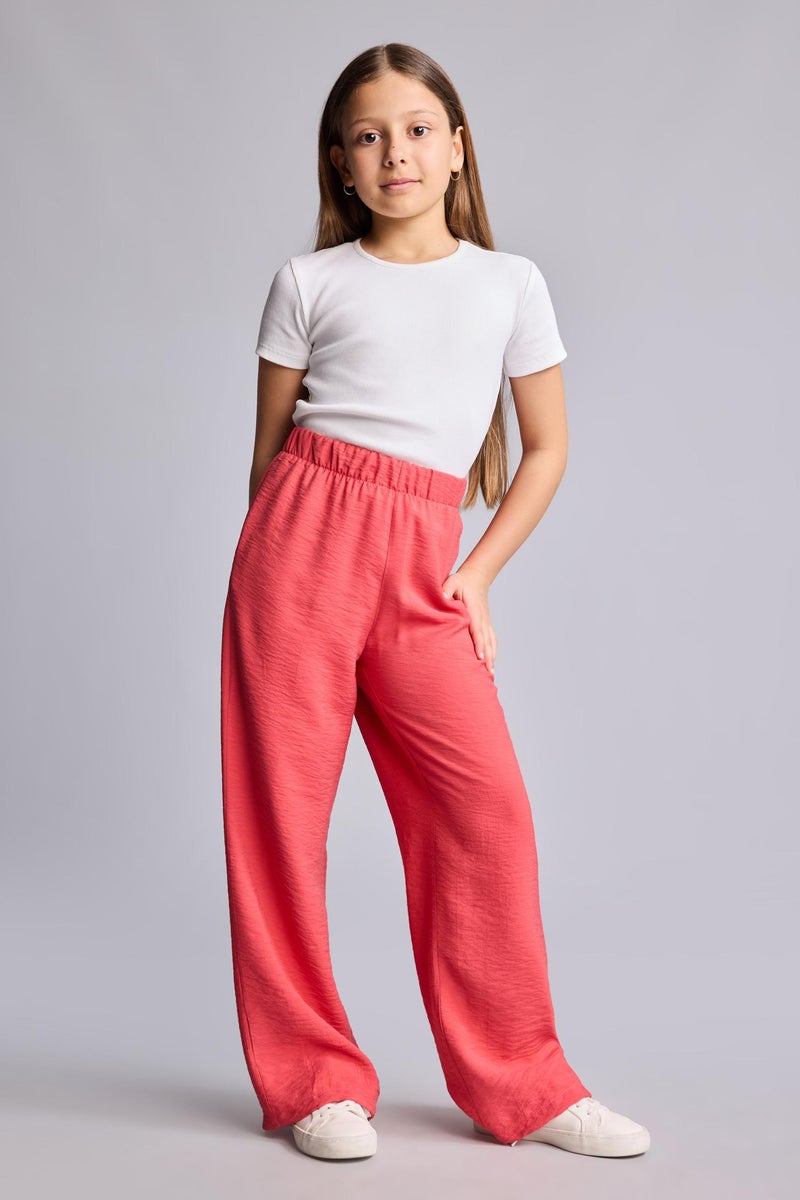 DeFacto Red Girl Crinkle Viscose Trousers Casual - Image 1