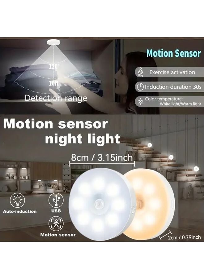 5pcs White LED Motion Sensor Lights Battery Free Adjustable Brightness - Image 4