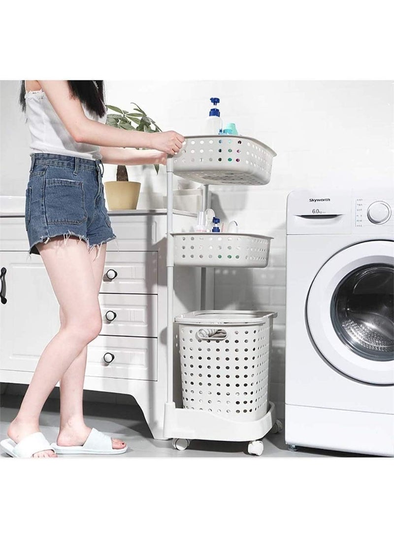 DubaiGallery Space-Saving 3-Tier Laundry Basket Organizer with Wheels – Detachable Bins for Clothes & Towels - Image 5