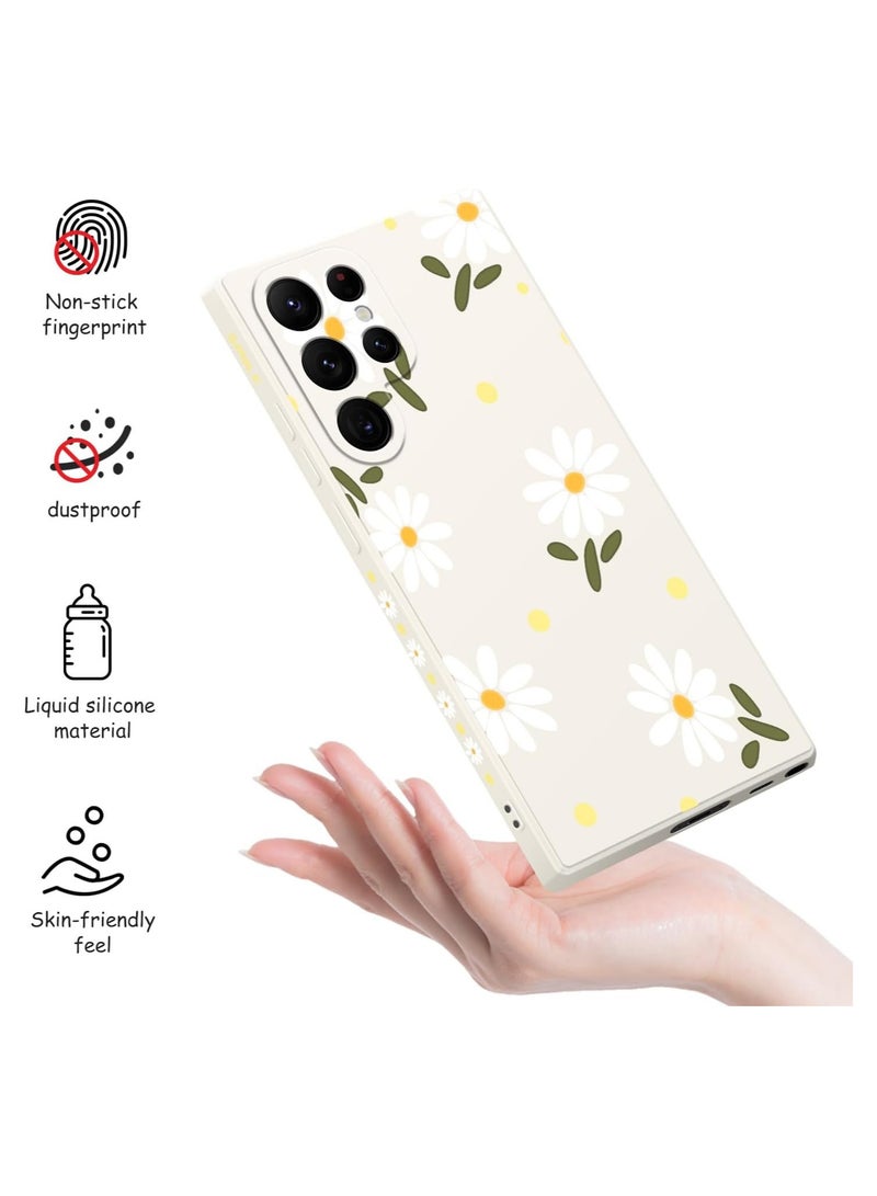 for Samsung Galaxy S22 Ultra Case, S22 Ultra Phone Cover Fashionable Flowers Designs Soft Silicone Drop Protective Fingerprint Women for Samsung S22 Ultra Case-Daisy White - Image 3