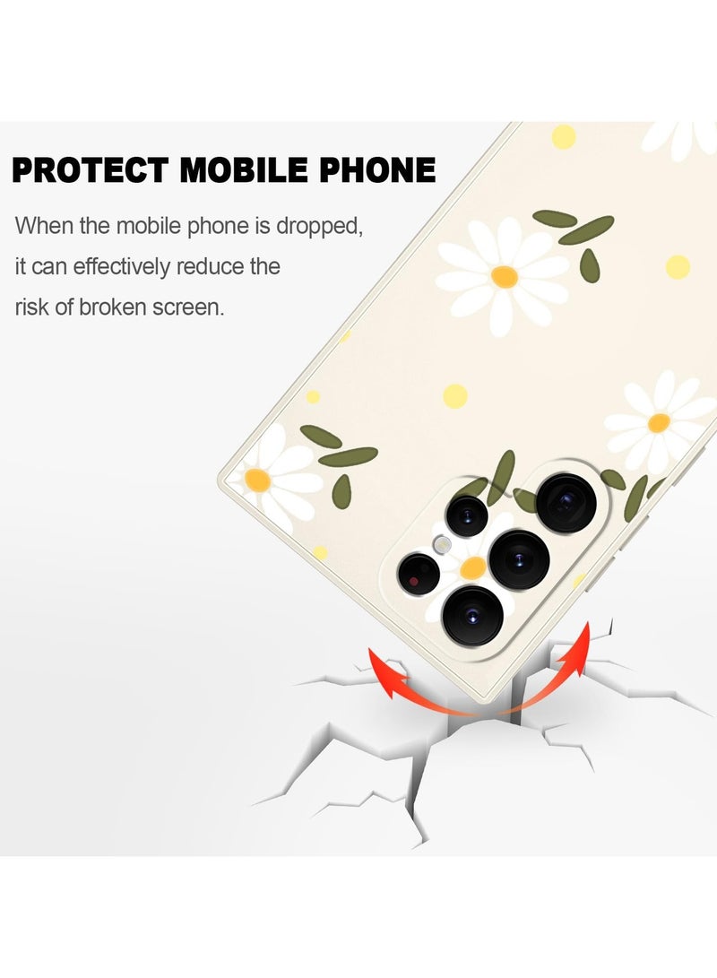 for Samsung Galaxy S22 Ultra Case, S22 Ultra Phone Cover Fashionable Flowers Designs Soft Silicone Drop Protective Fingerprint Women for Samsung S22 Ultra Case-Daisy White - Image 4
