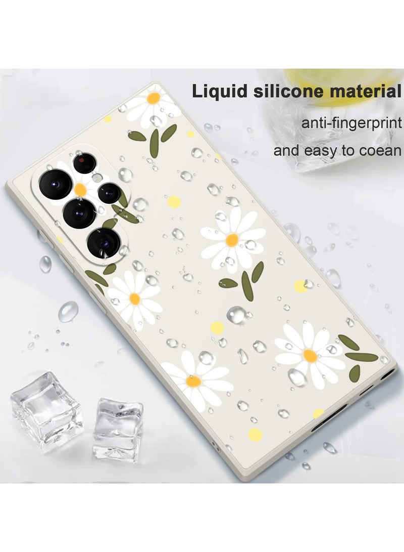 for Samsung Galaxy S22 Ultra Case, S22 Ultra Phone Cover Fashionable Flowers Designs Soft Silicone Drop Protective Fingerprint Women for Samsung S22 Ultra Case-Daisy White - Image 5