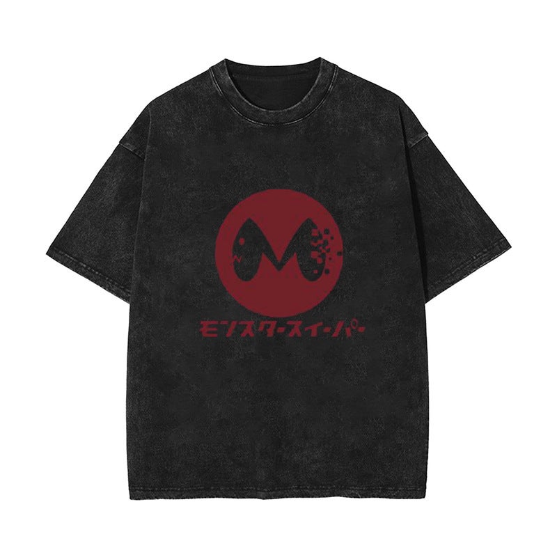 2025 Export New Anime Kaiju No.8 Monster No. 8 Retro Cotton Washed Distressed Short-Sleeved T-Shirt - Image 1