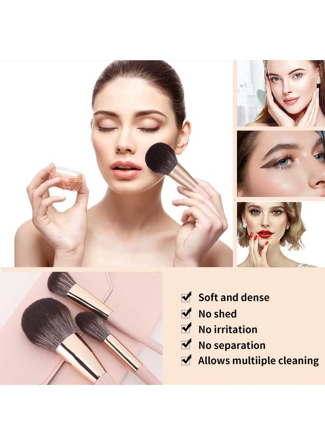 MSQ Make Up Brushes 10Pcs Makeup Brush Set Foundation Brush Blending Brush Synthetic Hair Powder Brushes Fan Brushes Eyeshadow Brushes Eye Brushes Set With Bag(Pink)  - Image 3