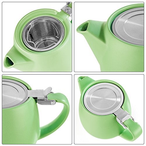 Tealyra - Pluto Porcelain Small Teapot Lime - 18.2-ounce (1-2 cups) - Matte Finish - Stainless Steel Lid and Extra-Fine Infuser To Brew Loose Leaf Tea - 540ml - Image 3