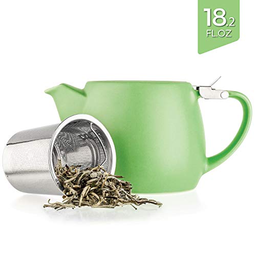 Tealyra - Pluto Porcelain Small Teapot Lime - 18.2-ounce (1-2 cups) - Matte Finish - Stainless Steel Lid and Extra-Fine Infuser To Brew Loose Leaf Tea - 540ml - Image 2