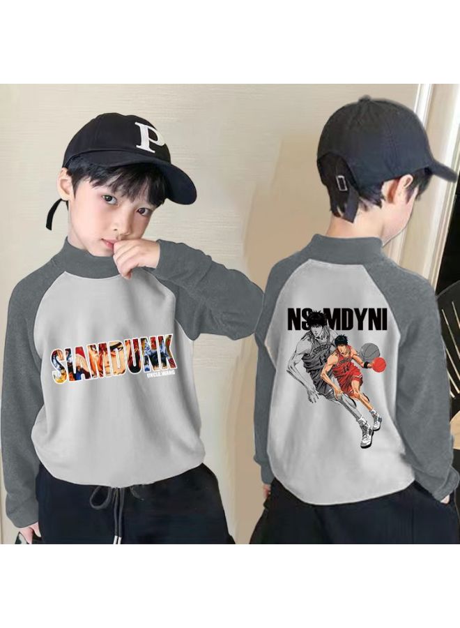 Boys' New Warm Thermal Base Shirt Long-sleeve T-shirt Popular Style For Older Children Stylish Half-high Collar Children's Top