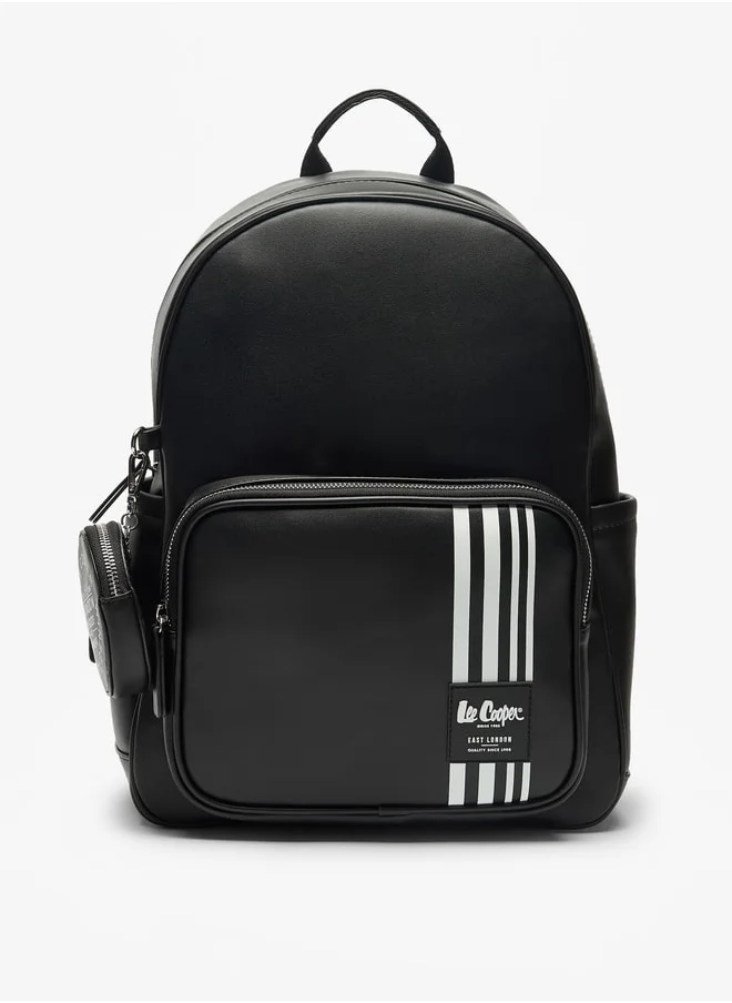 لي كوبر Striped Backpack with Adjustable Straps and Zip Closure - 29x14x40 cm