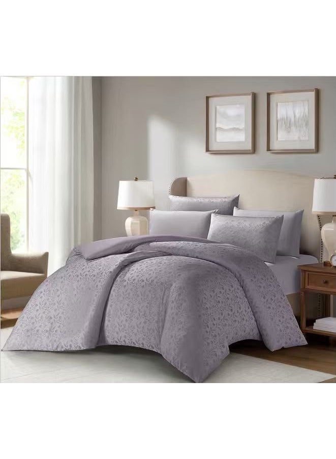 100% Silk King Size 6-Piece Comforter Set, Lavender Grey
