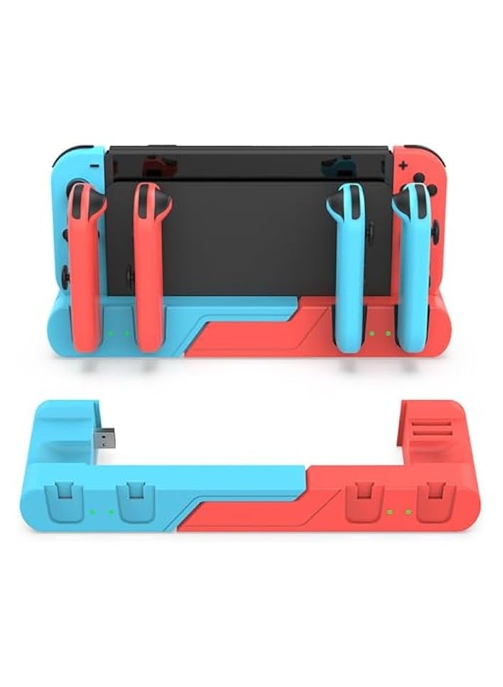 بروماس قاعدة شحن لوحدة تحكم نينتندو سويتش جويكون، شاحن وحدة تحكم سويتش مع شاشة عرض الطاقة، قاعدة شحن سريعة مع فتحتين لتخزين بطاقة الألعاب. - Image 1