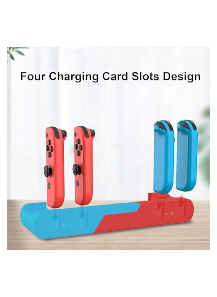 بروماس قاعدة شحن لوحدة تحكم نينتندو سويتش جويكون، شاحن وحدة تحكم سويتش مع شاشة عرض الطاقة، قاعدة شحن سريعة مع فتحتين لتخزين بطاقة الألعاب. - Image 4