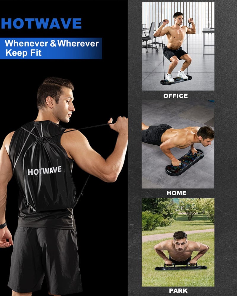 Hot Wave Hotwave 20 in 1 Push Up Board with Resistance Bands, Push Up Bar Fitness,Pushups Handle For Floor.Portable Home Gym Workout Equipment for Men and Women,Patent Pending - Image 4