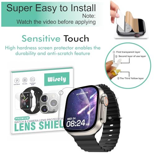 Wisely |3pcs| Screen Guard Protector For Hammer Ultra Classic Smartwatch |2.01"| Bubble Free, Easy installation kit, Clear HD, Full Cover - Image 2