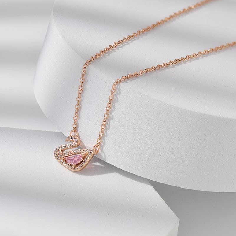 J.Rosée Rose Gold Plated Swan Pendant Necklace with Swarovski Elements for Women - Image 5