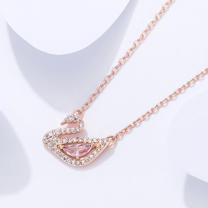 J.Rosée Rose Gold Plated Swan Pendant Necklace with Swarovski Elements for Women - Image 3