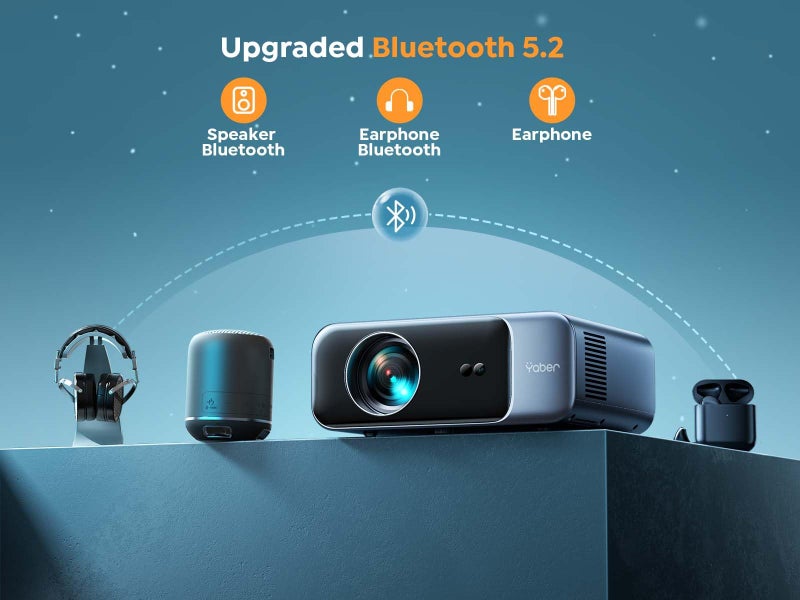 Yaber [Auto Focus/4K Support] Projector with WiFi 6 and Bluetooth 5.2, YABER Pro V9 Native 1080P Outdoor Movie Projector, Auto 6D Keystone & 50% Zoom, Home Theater Projector for Phone/TV Stick/PC - Image 4