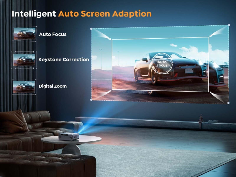 Yaber [Auto Focus/4K Support] Projector with WiFi 6 and Bluetooth 5.2, YABER Pro V9 Native 1080P Outdoor Movie Projector, Auto 6D Keystone & 50% Zoom, Home Theater Projector for Phone/TV Stick/PC - Image 2
