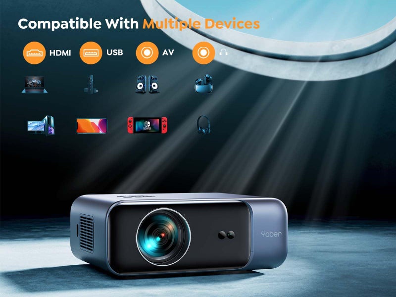 Yaber [Auto Focus/4K Support] Projector with WiFi 6 and Bluetooth 5.2, YABER Pro V9 Native 1080P Outdoor Movie Projector, Auto 6D Keystone & 50% Zoom, Home Theater Projector for Phone/TV Stick/PC - Image 5