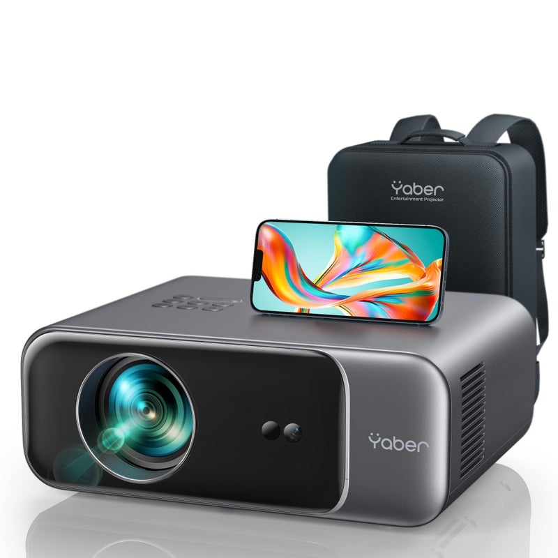Yaber [Auto Focus/4K Support] Projector with WiFi 6 and Bluetooth 5.2, YABER Pro V9 Native 1080P Outdoor Movie Projector, Auto 6D Keystone & 50% Zoom, Home Theater Projector for Phone/TV Stick/PC - Image 1