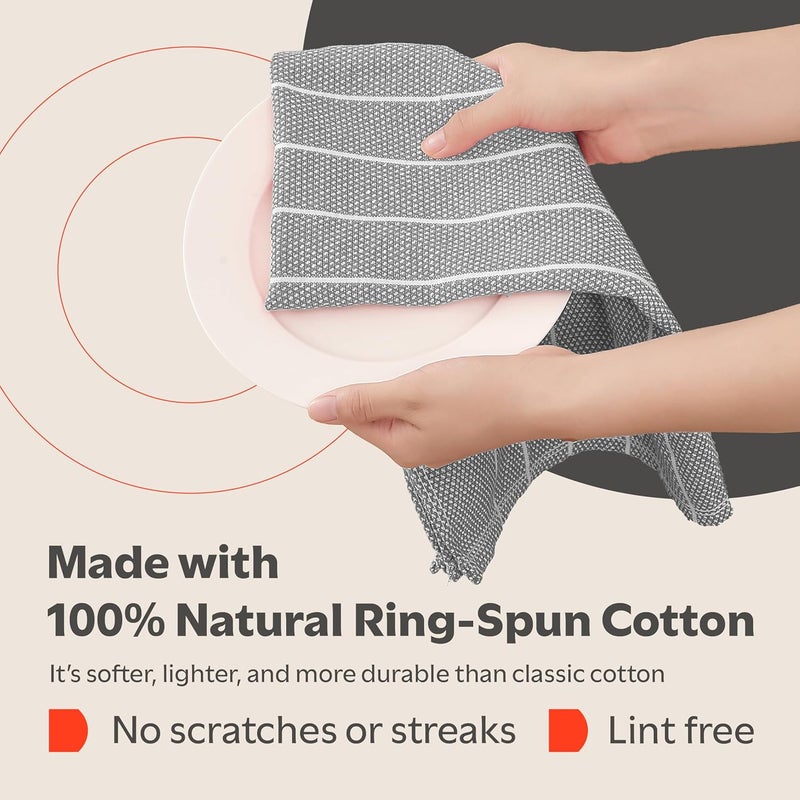 Zeppoli Classic Kitchen Towels  6 Pack 100 Natural Cotton Towel Set Reusable Wash Cloths Absorbent Dish Towels Machine Washable Hand Towels Kitchen Essentials 20 x 28  Gray VAR - Image 3