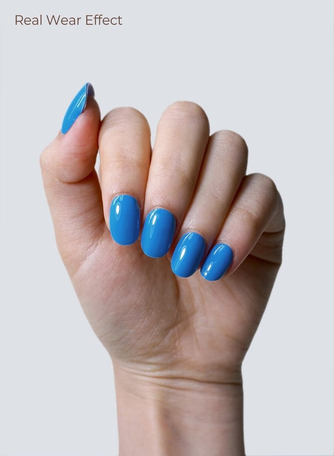 Beaolata Real Gel Nail Strips (No UV Light Needed) - 44Pcs Salon Quality Nail Stickers - Long Lasting Polish Wraps for Women, Easy Apply & Remove (Ocean Blue) - Image 2