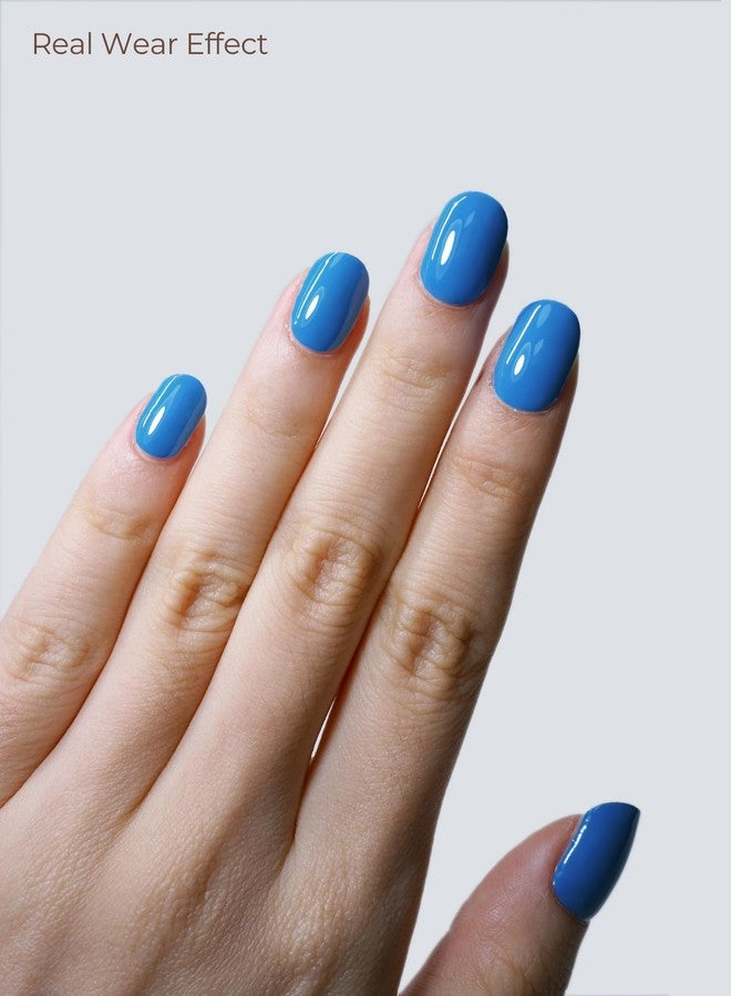 Beaolata Real Gel Nail Strips (No UV Light Needed) - 44Pcs Salon Quality Nail Stickers - Long Lasting Polish Wraps for Women, Easy Apply & Remove (Ocean Blue) - Image 3