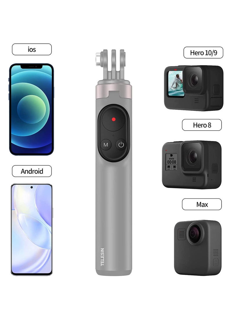 TELESIN - Wireless Remote Control Selfie Stick for GoPro Hero 9, 10 with Phone Holder Clip and Tripod for Action Camera - Image 1