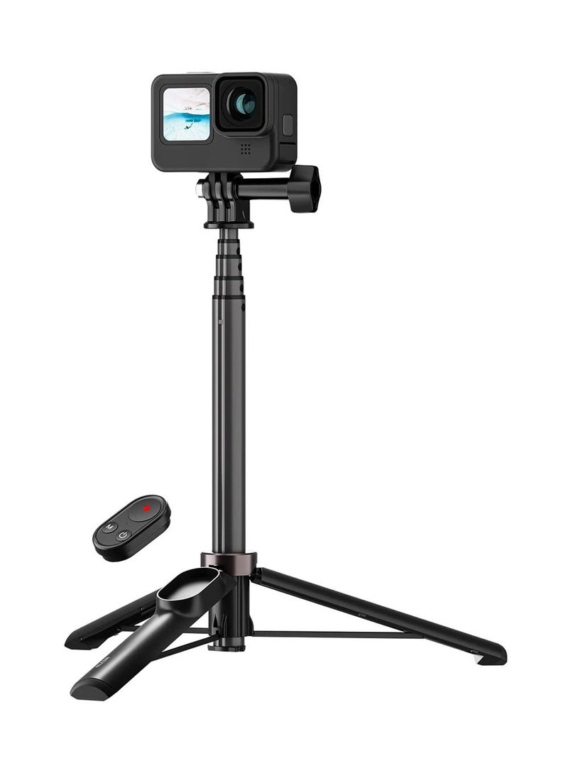 TELESIN - Wireless Remote Control Selfie Stick for GoPro Hero 9, 10 with Phone Holder Clip and Tripod for Action Camera - Image 1