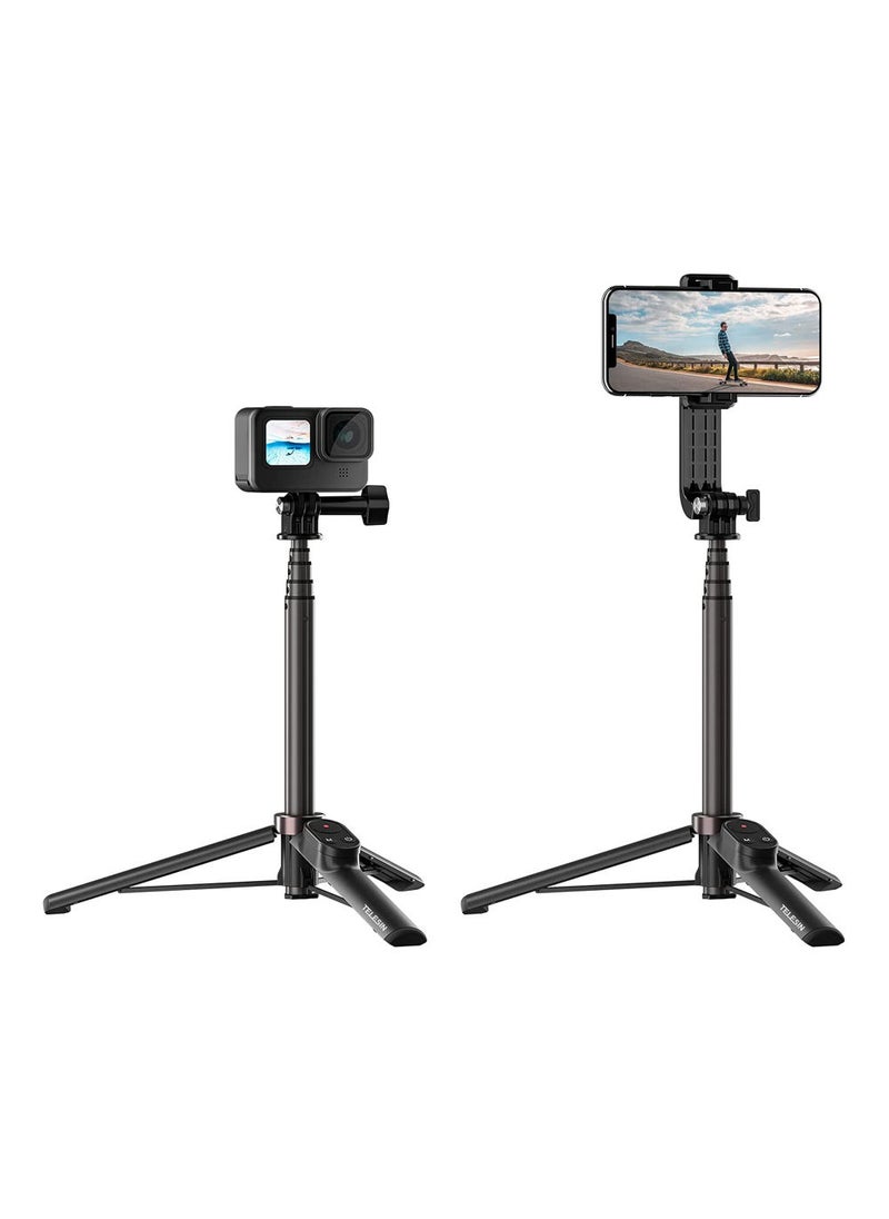 TELESIN - Wireless Remote Control Selfie Stick for GoPro Hero 9, 10 with Phone Holder Clip and Tripod for Action Camera - Image 1