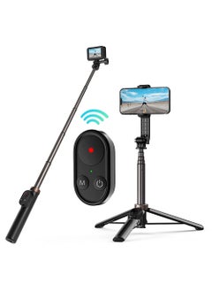 Wireless Remote Control Selfie Stick for GoPro Hero 9, 10 with Phone Holder Clip and Tripod for Action Camera
