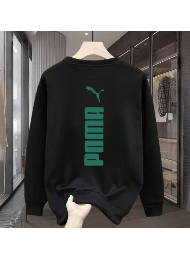 PUMA Black Puma Crewneck Sweatshirt with Teal Back Logo-M - Image 1