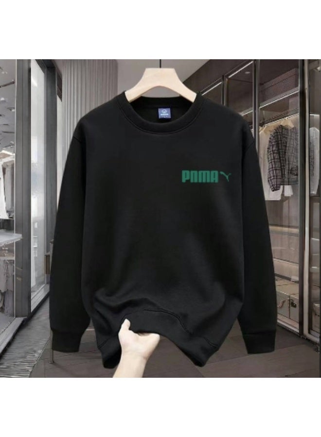 PUMA Black Puma Crewneck Sweatshirt with Teal Back Logo-M - Image 2