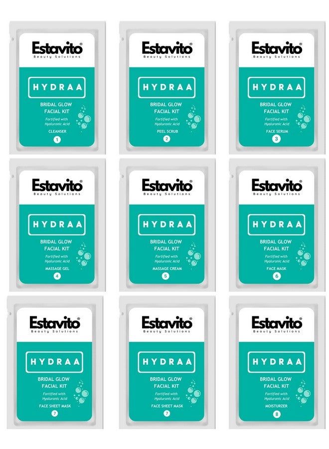 ESTAVITO Hydraa Facial Kit | Fortified With Hyaluronic Acid | 8 Steps To Beautiful Skin | Replenishes Oxygen Level Of The Skin, Giving A Bridal Glow | For All Skin Types - Image 3