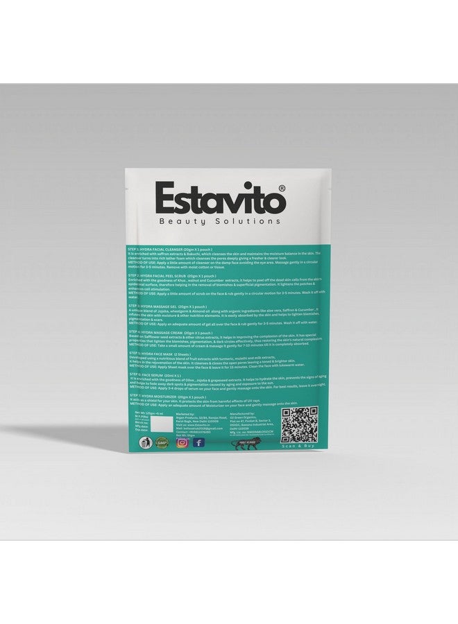 ESTAVITO Hydraa Facial Kit | Fortified With Hyaluronic Acid | 8 Steps To Beautiful Skin | Replenishes Oxygen Level Of The Skin, Giving A Bridal Glow | For All Skin Types - Image 2