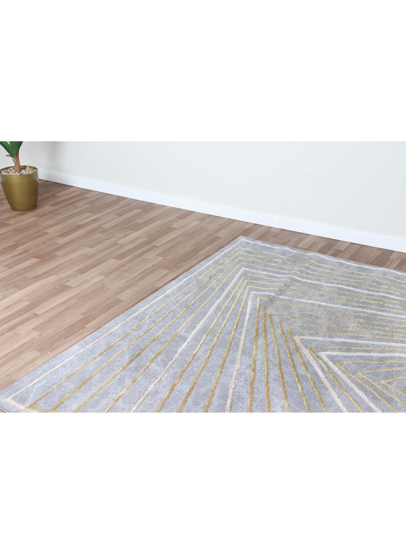 SARA Luxury and modern Turkish carpet adds an aesthetic touch to the home size 200 * 290 cm, gray / gold - Image 2