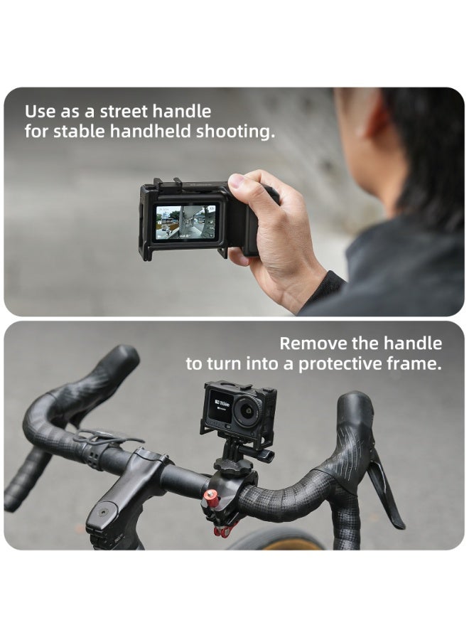 سني لايف Sunnylife متوافق مع DJI Action 6، طقم إطار حماية مع مقبض للتصوير في الشارع، تصميم 2 في 1 قابل للفصل، نظام تركيب سريع، وزن خفيف 57 جم، منفذ Cold Shoe، قفص كاميرا رياضية - Image 3