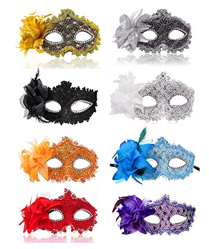 RUSVNO Masquerade Party Masks Womens Masks Venetian Ball Prom Mardi Gras Halloween Masks (8 Colors) - Image 1