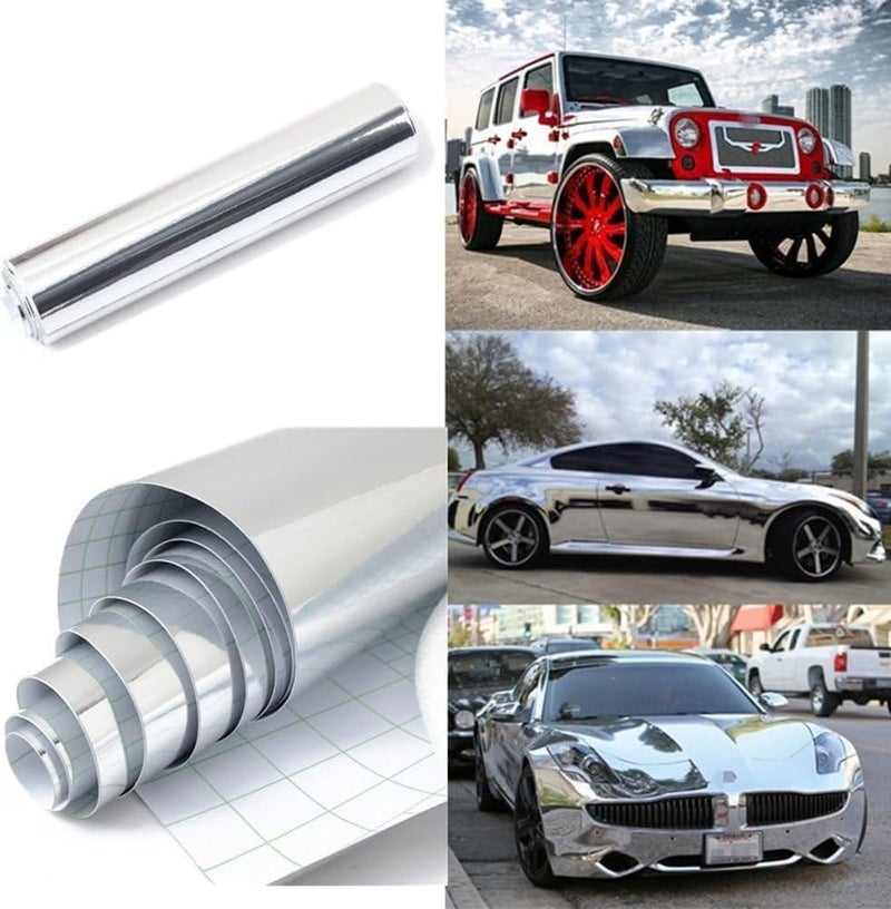 REDODECO Self Adhesive Reflective Chrome Silver Vinyl Wrap Sticker Decal Film Sheet 15inch by 60inch - Image 5