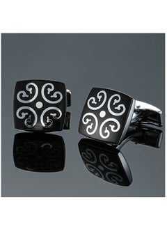 French Style Shirt Cufflinks Redwood Carbon Fiber Retro Pattern Cufflinks