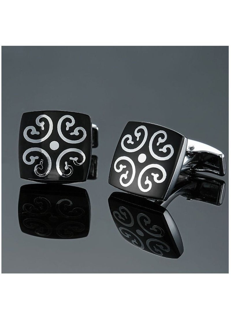 Y&D - French Style Shirt Cufflinks Redwood Carbon Fiber Retro Pattern Cufflinks - Image 1