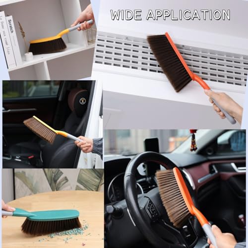 kagyuan 1 Pack 15" Hand Broom Brush,Soft Bristle Cleaning Brush,Counter Brush, Crumb Debris Sweeping Brush,Dusting Brush,Comfort for Car Bed Couch Desk Sofa Furniture Clothes,Small Particles Hair Remover - Image 4
