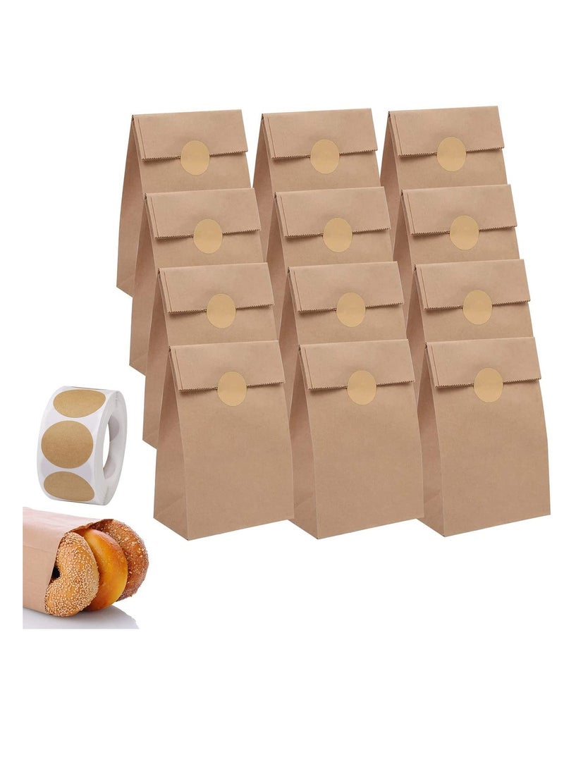 Excefore Kraft Paper Bags 30 Pcs Brown Party Bags with 1 Roll Label Stickers Grease-Resistant Paper Lunch Bags Sandwich Bag Grocery Bags Snack Bags for Birthday Wedding Party Favor (13 x 8 x 24 cm) - Image 1