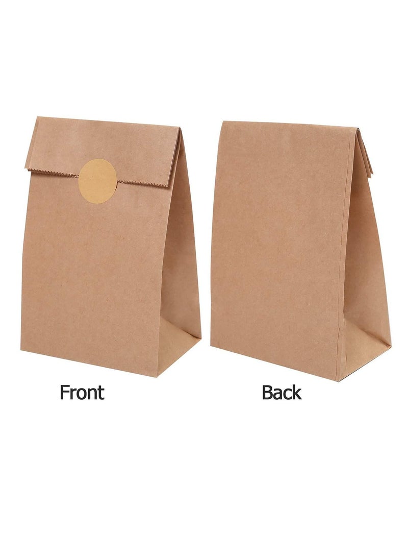 Excefore Kraft Paper Bags 30 Pcs Brown Party Bags with 1 Roll Label Stickers Grease-Resistant Paper Lunch Bags Sandwich Bag Grocery Bags Snack Bags for Birthday Wedding Party Favor (13 x 8 x 24 cm) - Image 4