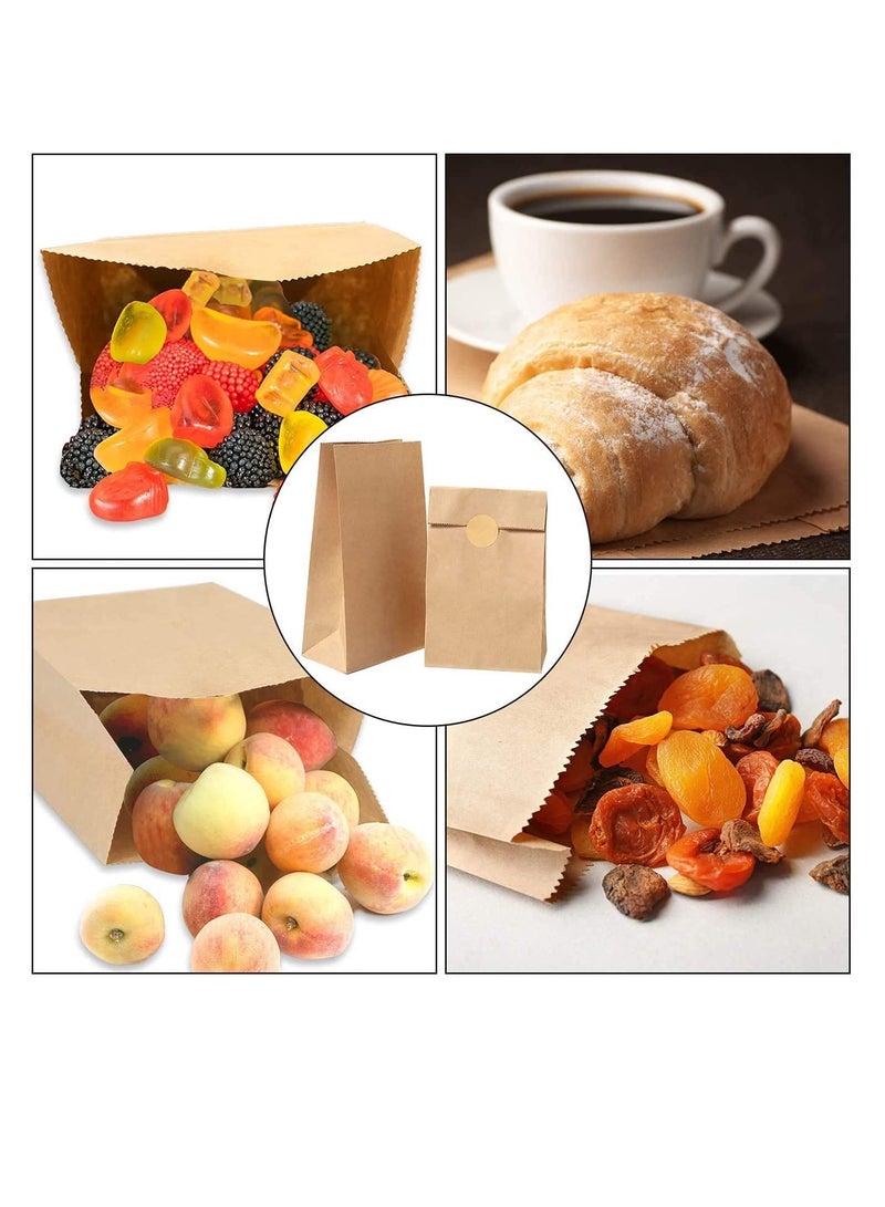 Excefore Kraft Paper Bags 30 Pcs Brown Party Bags with 1 Roll Label Stickers Grease-Resistant Paper Lunch Bags Sandwich Bag Grocery Bags Snack Bags for Birthday Wedding Party Favor (13 x 8 x 24 cm) - Image 5