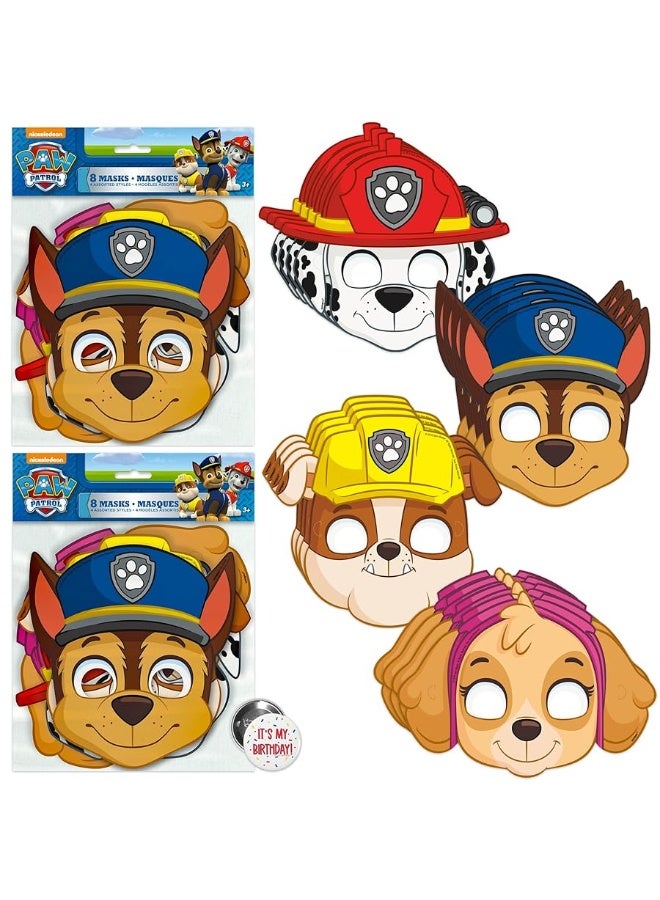 Unique Paw Patrol Masks for Kids Birthday Party Favors and Decorations with Buttons  16 Pack - Image 1