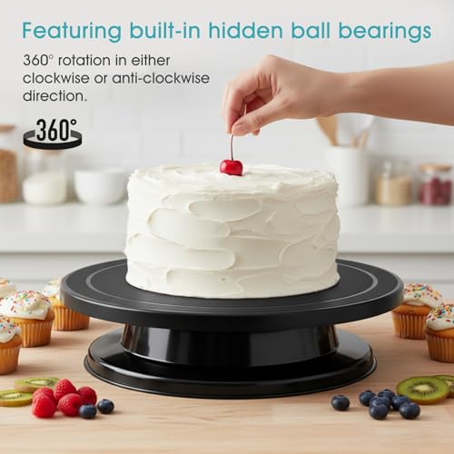 Armrouns 11 Inch Cake Stand, Rotating Cake Turntable for Decorating, Display & Baking, Smooth Revolving Spinner Stand - Image 3